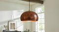 Aged Copper Dome Ceiling Light – Handmade Patina Pendant Lamp for Vintage Kitchen or Dining Room Lighting, Rustic Moroccan Home Decor Design