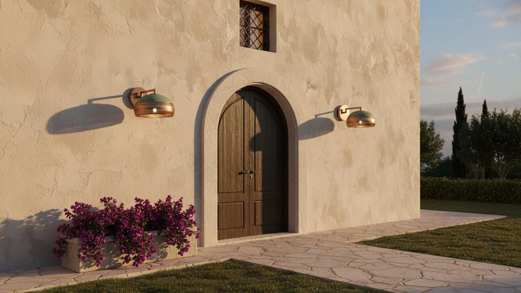 Perforated Oxidized Copper Wall Lamp – Handmade Green Patina Wall Sconce, Vintage Moroccan Pierced Brass-Style Light, Handcrafted Wall Fixture