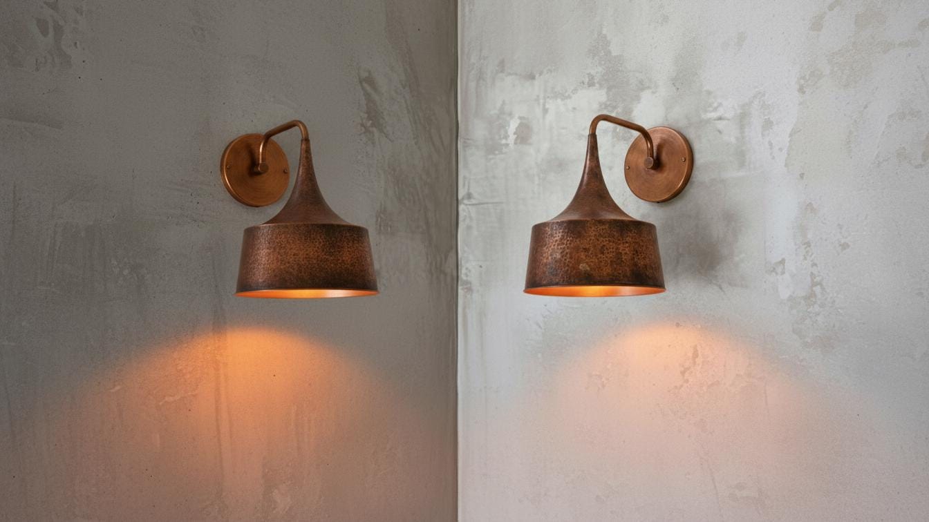 Handcrafted Copper Wall Sconce - Moroccan Boho Lighting