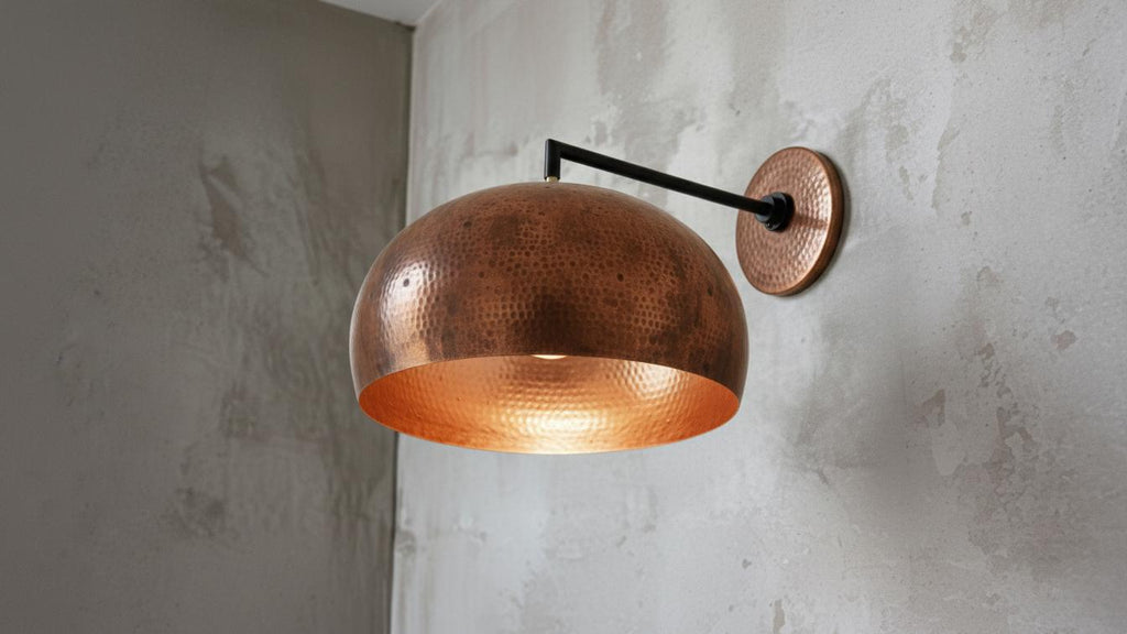 Handmade Brass Dome Light – Moroccan Hammered Wall Lamp, Artisan Brass Sconce for Hallway, Bedroom, Living Room Décor – Boho Wall Lighting