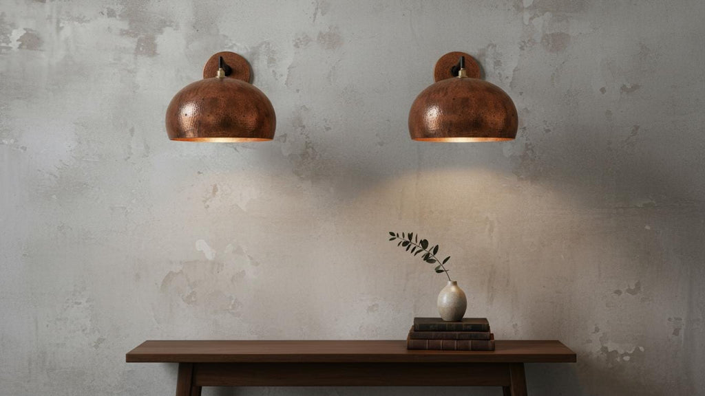 Handmade Hammered Copper Wall Sconce - Moroccan Boho Lighting