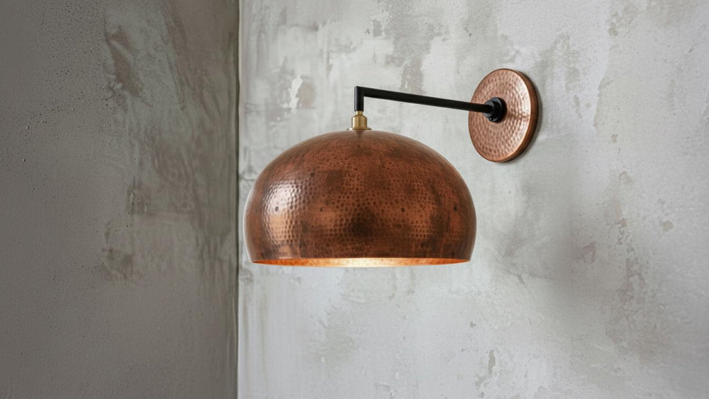 Handmade Brass Dome Light – Moroccan Hammered Wall Lamp, Artisan Brass Sconce for Hallway, Bedroom, Living Room Décor – Boho Wall Lighting
