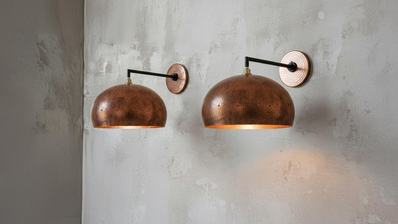 Handmade Brass Dome Light – Moroccan Hammered Wall Lamp, Artisan Brass Sconce for Hallway, Bedroom, Living Room Décor – Boho Wall Lighting