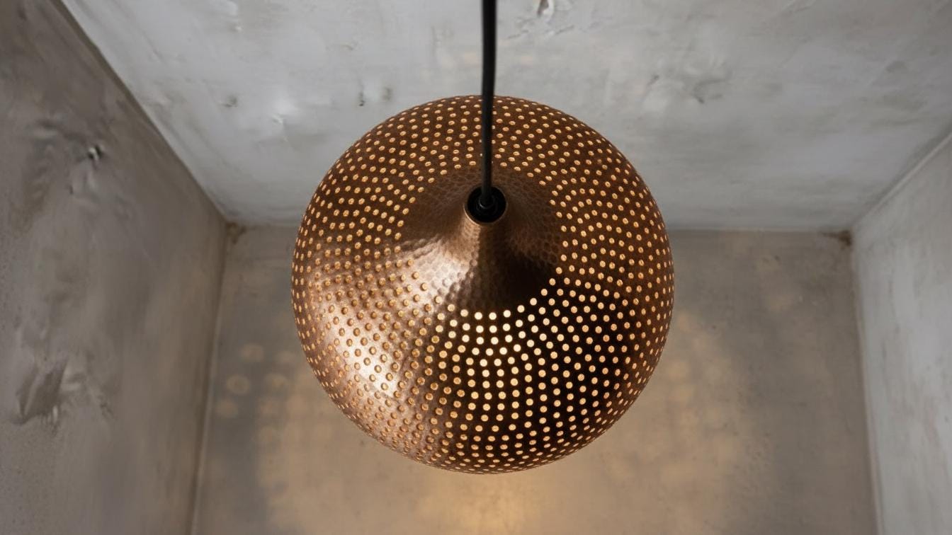 Handcrafted Dome Ceiling Fixture for Rustic Farmhouse Kitchen Island–Oxidized Copper Pendant – Moroccan Ceiling Dome Lighting – Dome Lamp