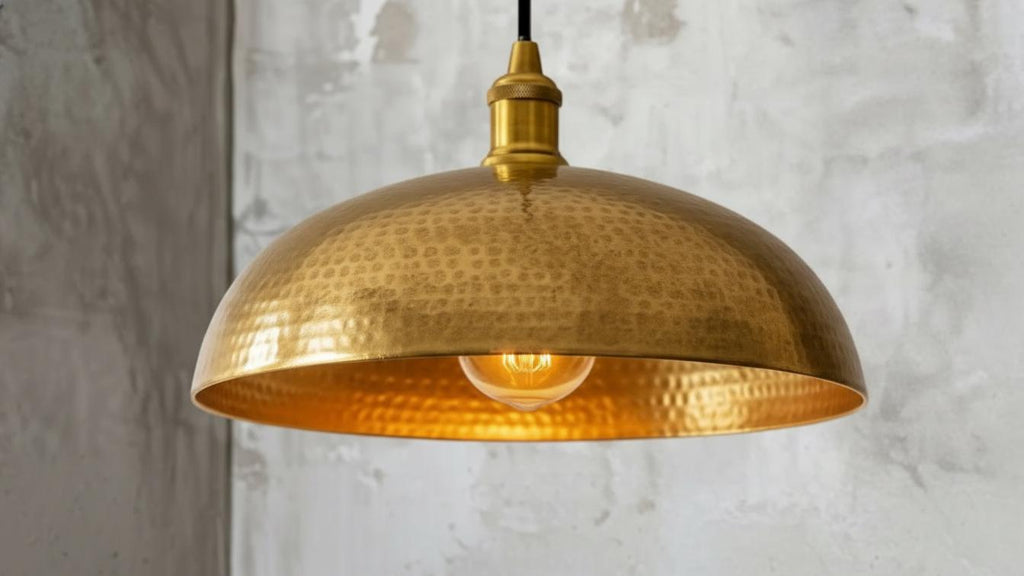 Hammered Copper Dome Pendant Light, Moroccan Style