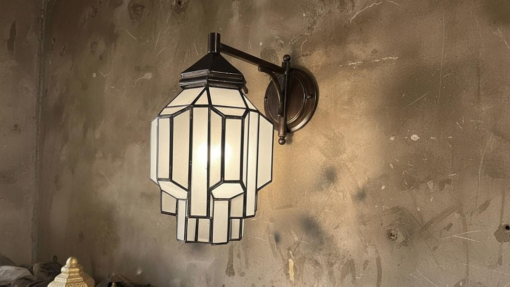 Moroccan Brass Wall Glass Milky Lighting, Modern Hanging Lantern, Handmade Wall Sconce, Boho Home Decor , Brass Wall Fixture for Elegant