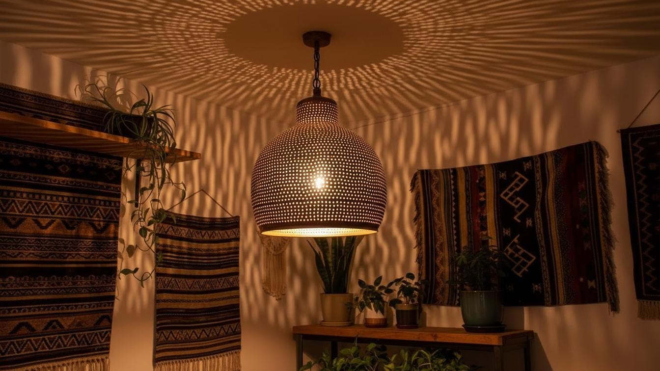 Moroccan Brass Pendant Light, Home Decor Lighting