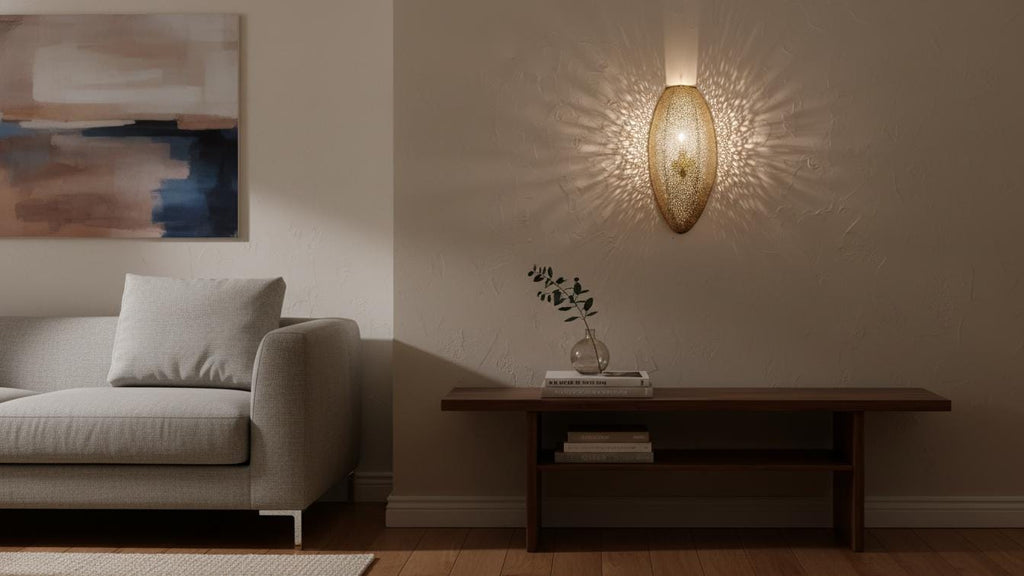 Handmade Moroccan Arabesque Wall Sconce, Solid Brass & Copper Ambient Wall Light for Boho Interior Decor