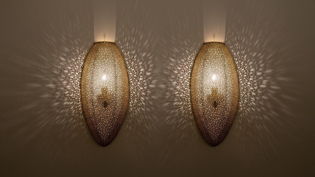 Handmade Moroccan Arabesque Wall Sconce, Solid Brass & Copper Ambient Wall Light for Boho Interior Decor