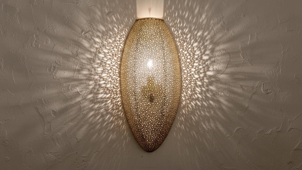 Handmade Moroccan Arabesque Wall Sconce, Solid Brass & Copper Ambient Wall Light for Boho Interior Decor