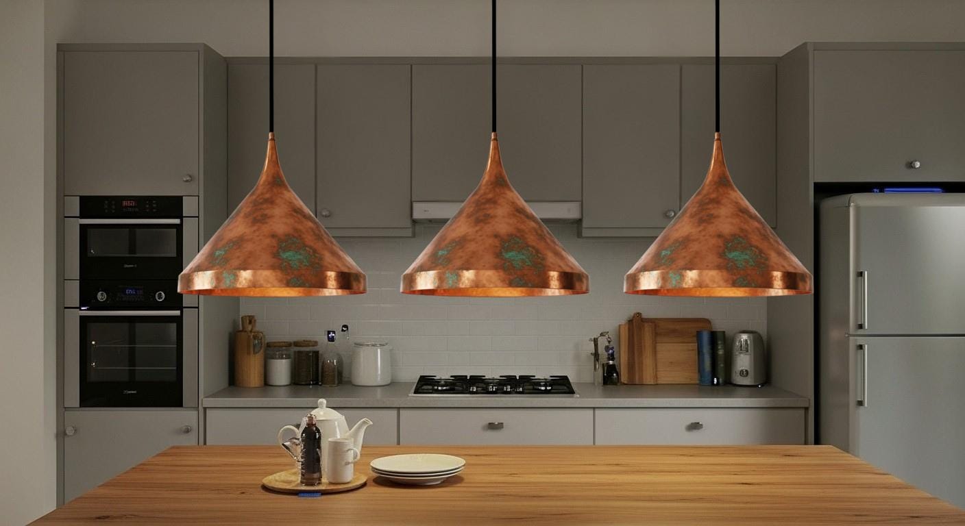 Handcrafted Copper Dome Pendant Light, Moroccan Boho Lighting