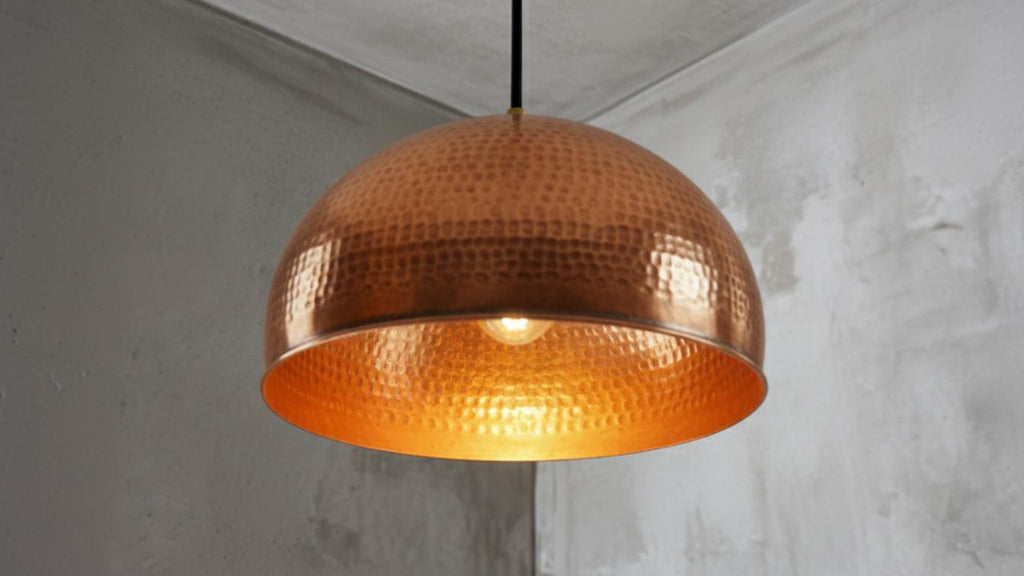 Handmade Copper Dome Hanging Light, Ceiling Pendant Lamp, Dome Lampshades, Dome Light Fixture, Rustic Chandelier, Kitchen Island Lighting