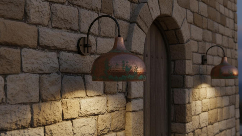 Hand-Made Green Patina Light Art Deco CopperWall Sconce, Hammered Copper Wall Light, Rustic Moroccan Sconce Lamp