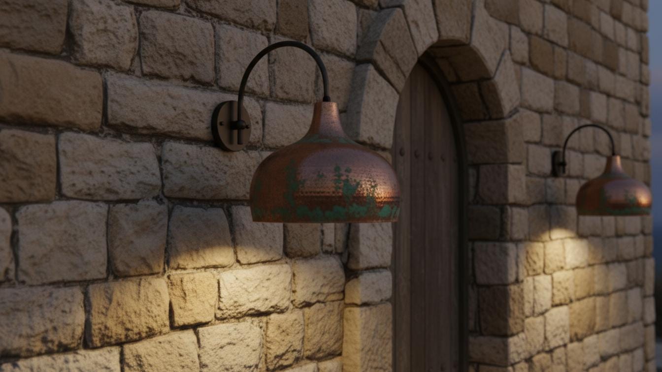 Hand-Made Green Patina Light Art Deco CopperWall Sconce, Hammered Copper Wall Light, Rustic Moroccan Sconce Lamp