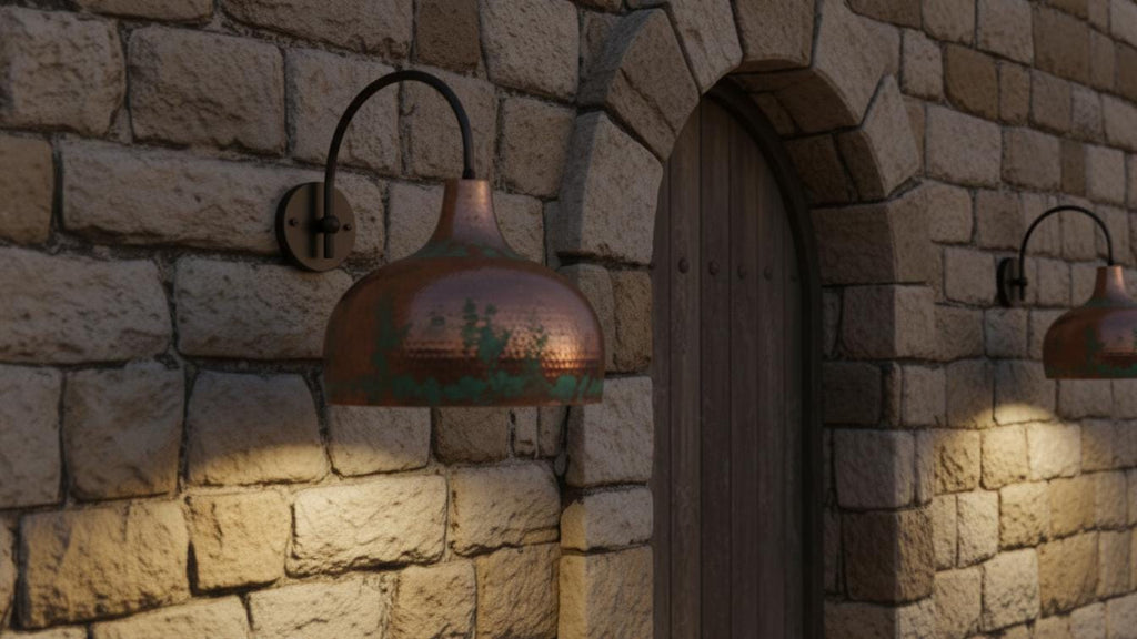 Hand-Made Green Patina Light Art Deco CopperWall Sconce, Hammered Copper Wall Light, Rustic Moroccan Sconce Lamp