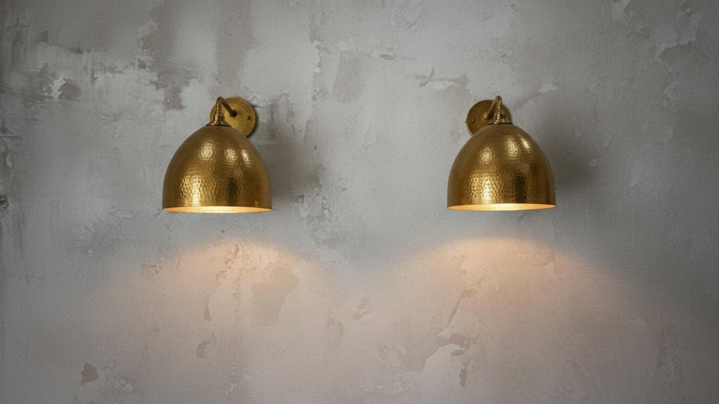 Handmade Hammered Copper Wall Sconce, Moroccan Cone Shade Lamp