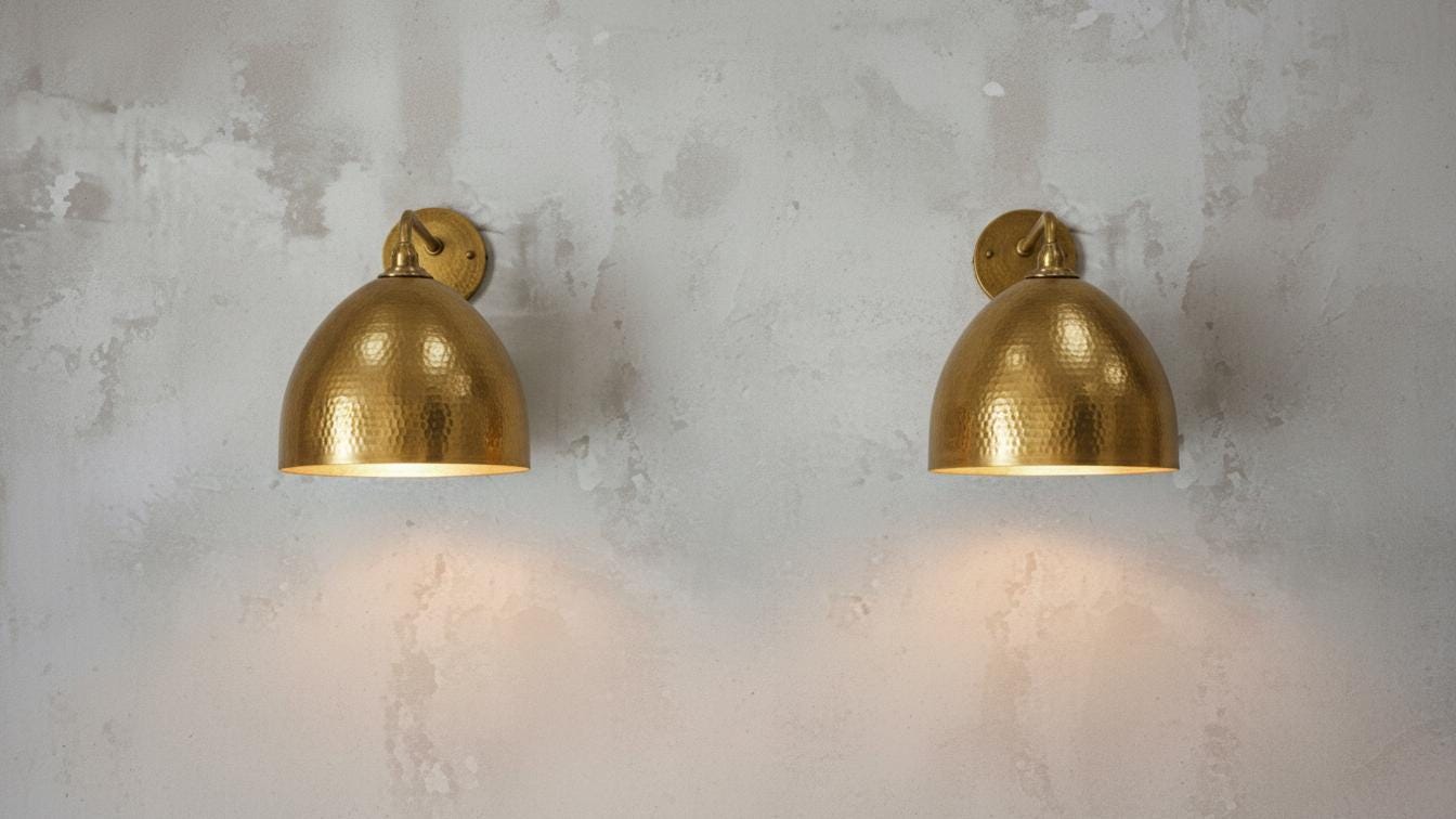 Handmade Hammered Copper Wall Sconce, Moroccan Cone Shade Lamp