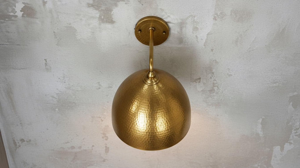 Handmade Hammered Copper Wall Sconce, Moroccan Cone Shade Lamp
