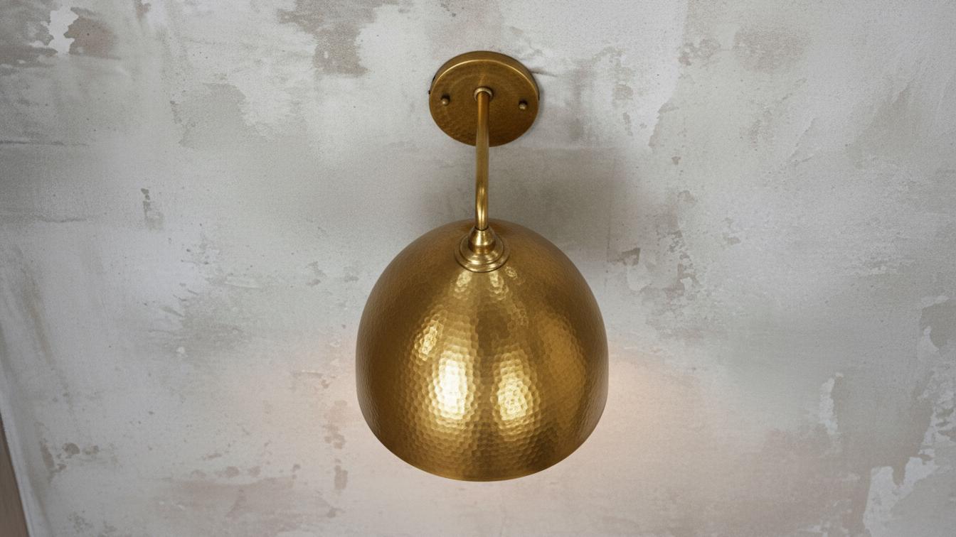 Handmade Hammered Copper Wall Sconce, Moroccan Cone Shade Lamp
