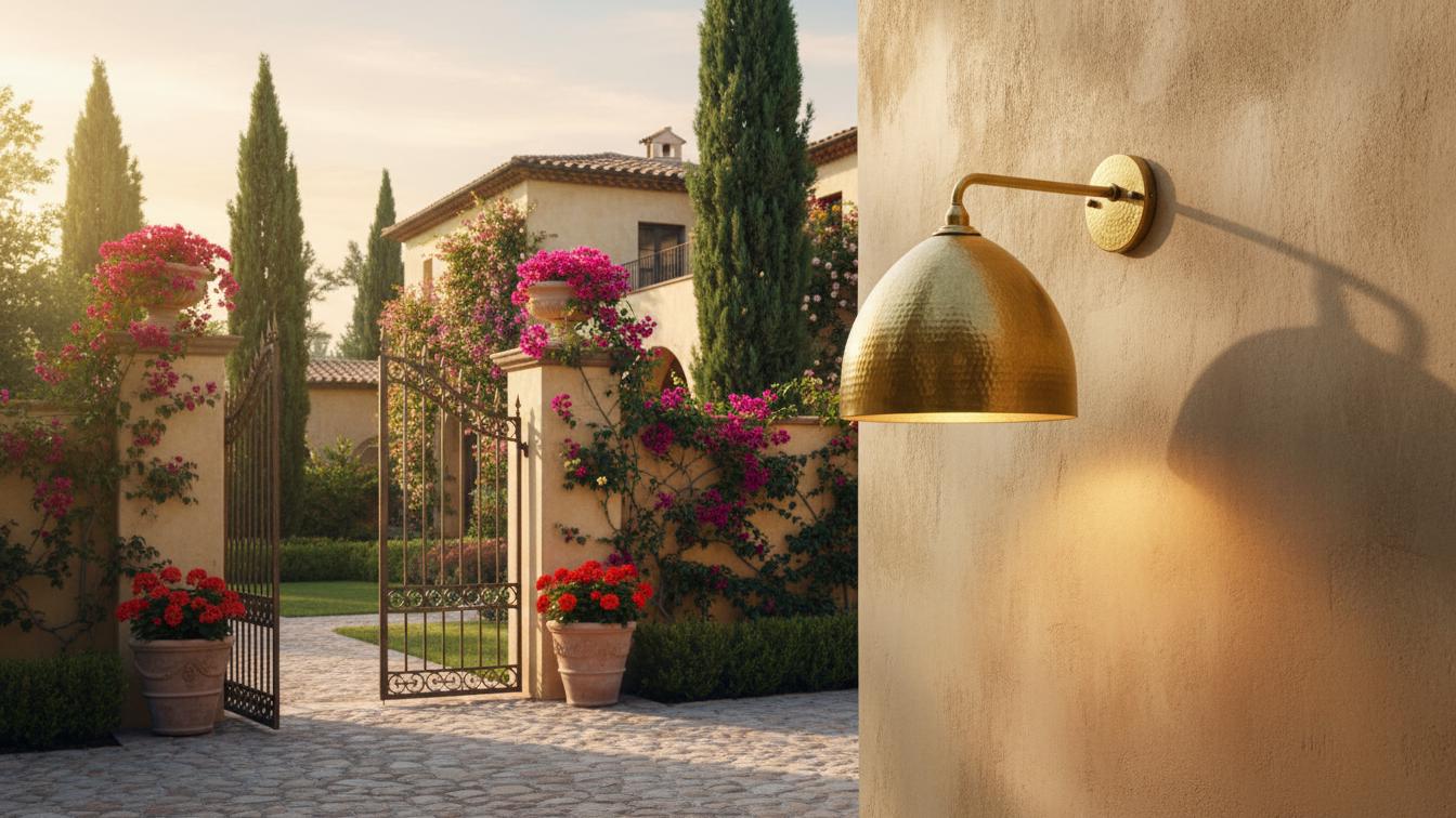 Handmade Hammered Copper Wall Sconce, Moroccan Cone Shade Lamp