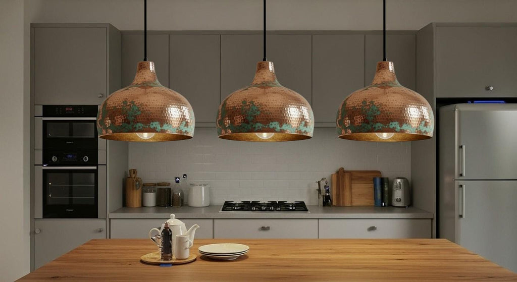 Green Patina Rustic Industrial Lamp ,Brass Dome Pendant Light ,Rustic Farmhouse Lighting ,Handmade Copper Dome Pendant Light ,Kitchen Island
