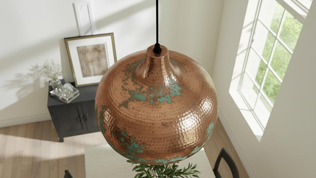Green Patina Rustic Industrial Lamp ,Brass Dome Pendant Light ,Rustic Farmhouse Lighting ,Handmade Copper Dome Pendant Light ,Kitchen Island