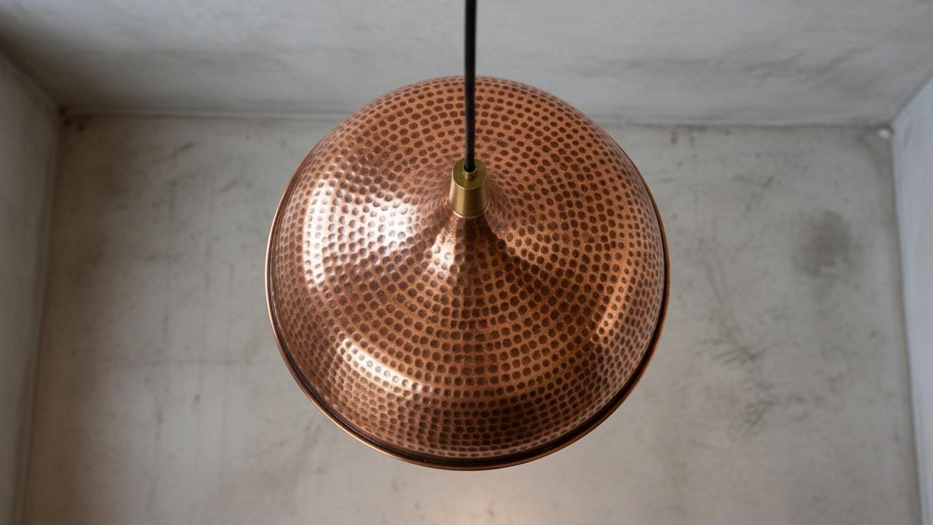 Handmade Copper Pendant Light – Modern Copper Dome Pendant Lamp – Rustic Farmhouse Kitchen Island –Dining Room Light Fixture –Solid Copper