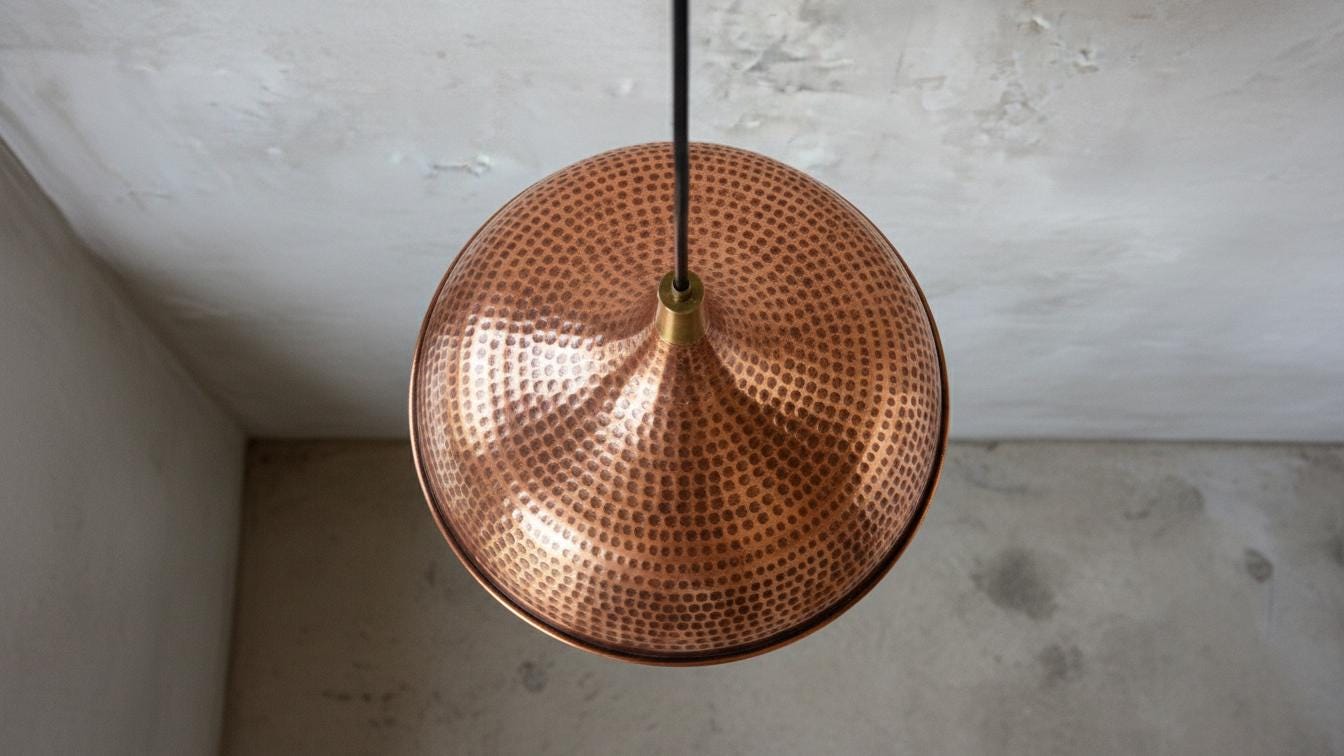 Handmade Copper Pendant Light – Modern Copper Dome Pendant Lamp – Rustic Farmhouse Kitchen Island –Dining Room Light Fixture –Solid Copper