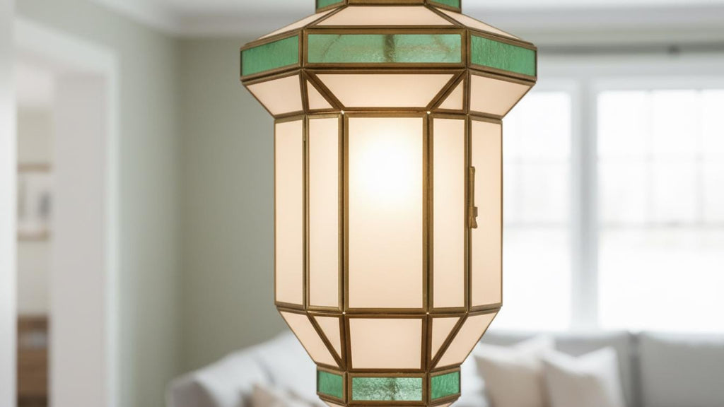 Handmade Moroccan Brass Pendant Light: Milk Glass Filigrain Lighting