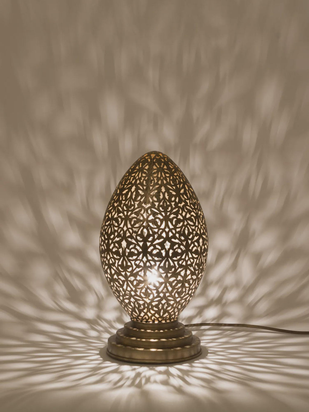 Handmade Moroccan Brass Table Lamp, Art Deco Night Light