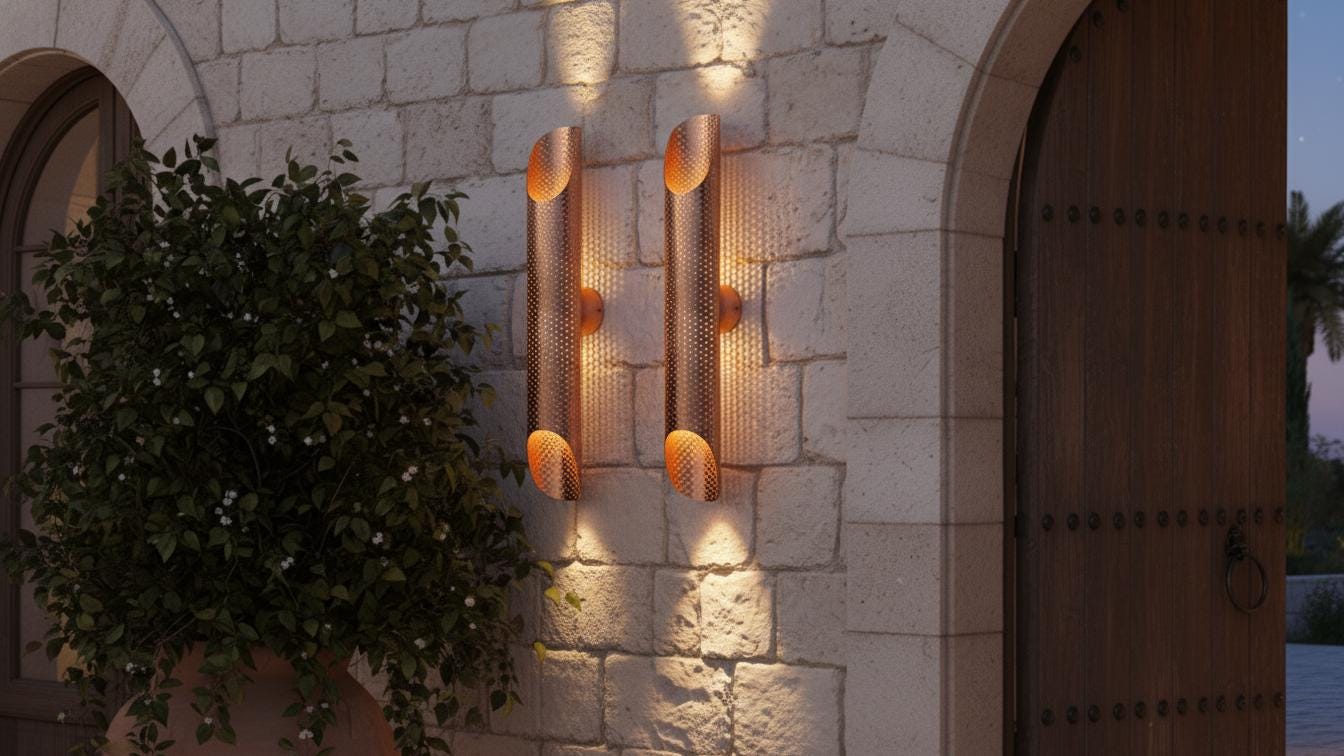 Handmade Hammered Copper Wall Sconce: Moroccan Boho Lighting