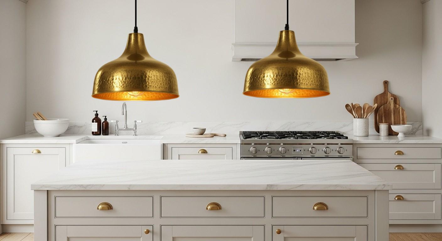 Moroccan Hammered Brass Pendant Light, Handmade Copper Dome Ceiling Fixture, Boho Island Kitchen Hanging Lamp