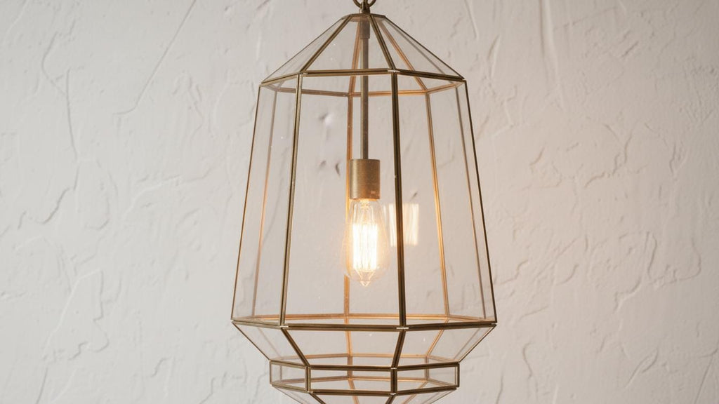 Handmade Glass Brass Hanging Lamp, Moroccan Lantern Ceiling Light, Boho Pendant Lighting Fixture