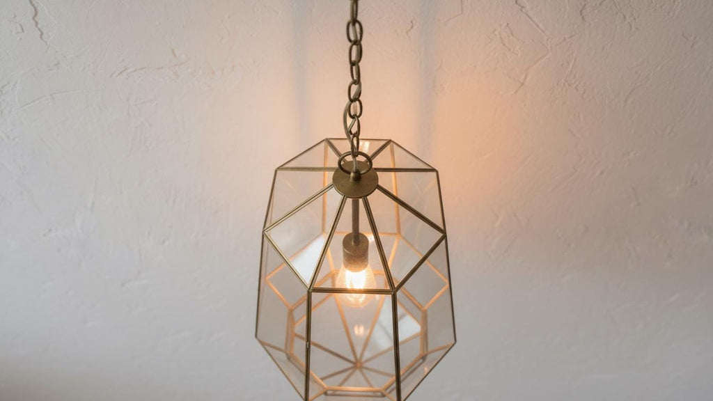 Handmade Glass Brass Hanging Lamp, Moroccan Lantern Ceiling Light, Boho Pendant Lighting Fixture