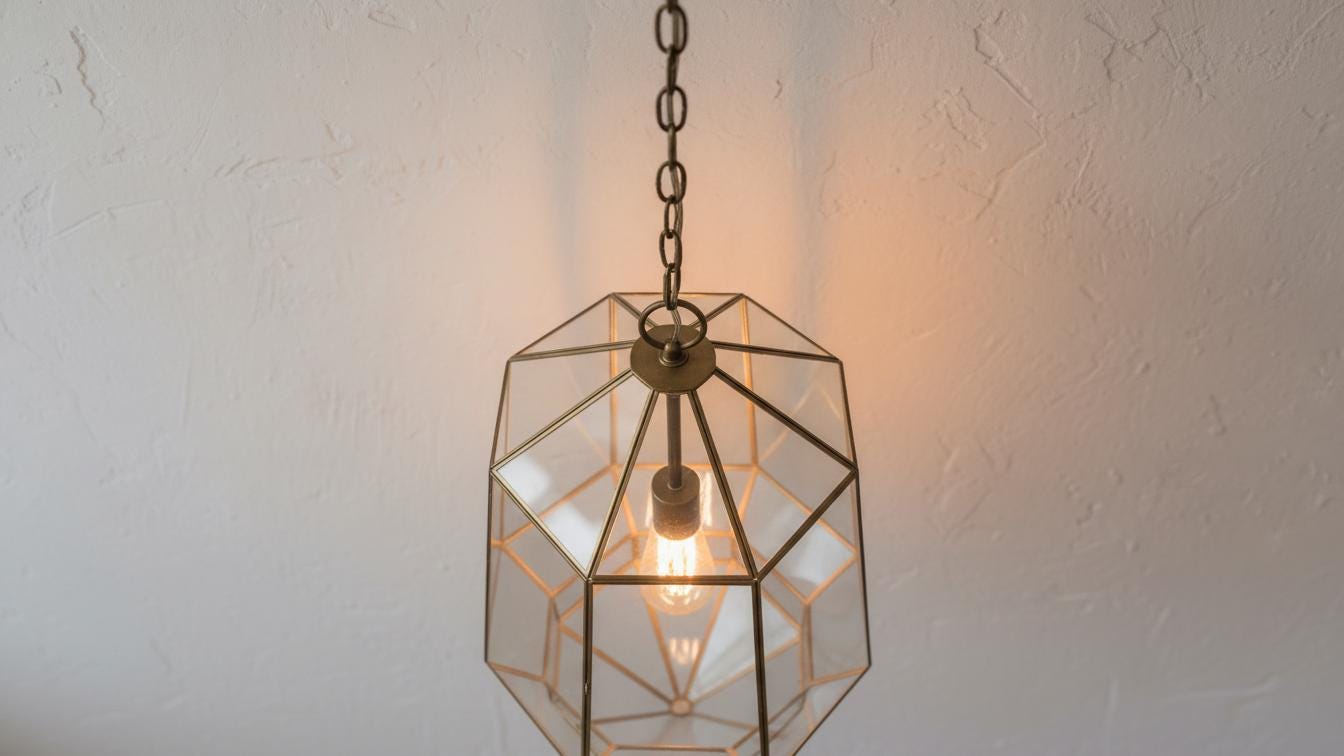 Handmade Glass Brass Hanging Lamp, Moroccan Lantern Ceiling Light, Boho Pendant Lighting Fixture