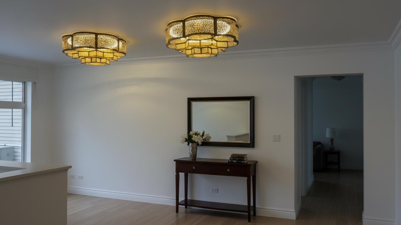 Handmade Flush Ceiling Light, Handcrafted Moroccan Brass Lighting, Flush Mount Farmhouse Chandelier Vintage, Handmade Engraved Fixture