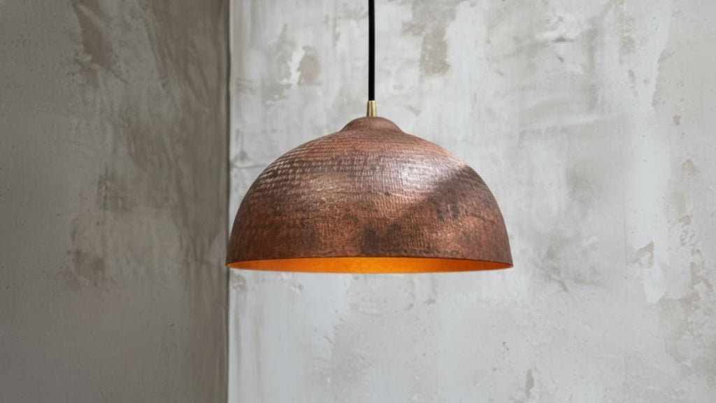 Handmade Hammered Copper Pendant Light - Rustic Copper Dome Pendant Light - Moroccan Boho Farmhouse Lamp - Rustic Chandelier Dining Room