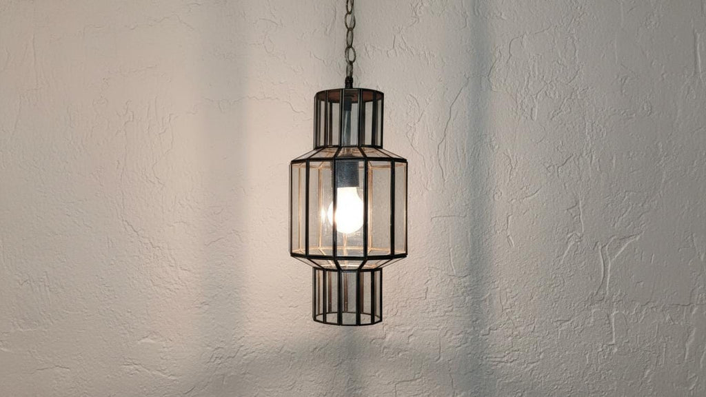 Handmade Glass Brass Hanging Lamp, Moroccan Lantern Ceiling Light, Boho Pendant Lighting Fixture , Boho Brass Ceiling Lamp