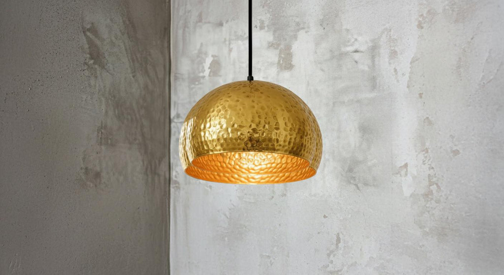 Handmade Copper Pendant Light – Hammered Moroccan Boho Lighting