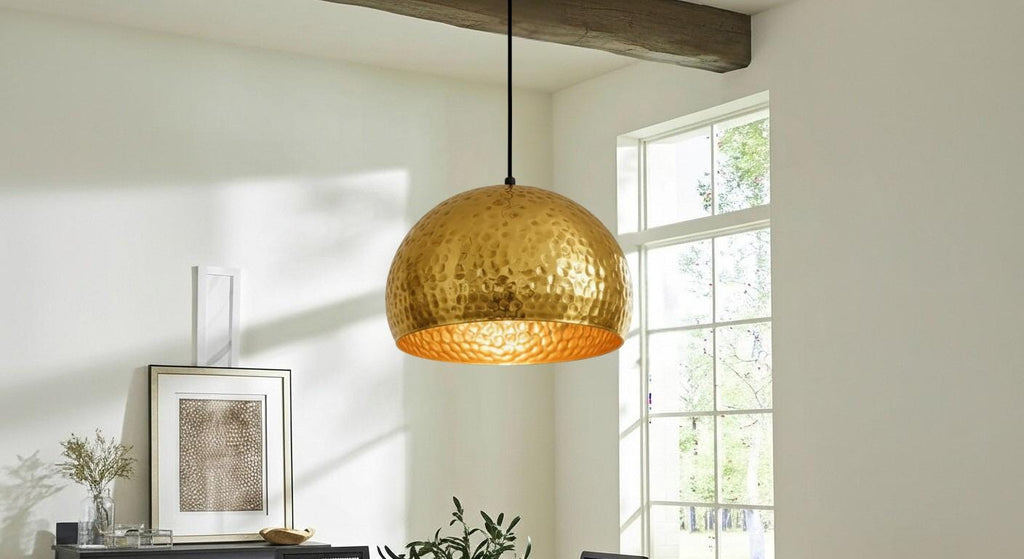 Handmade Copper Pendant Light – Hammered Moroccan Boho Lighting