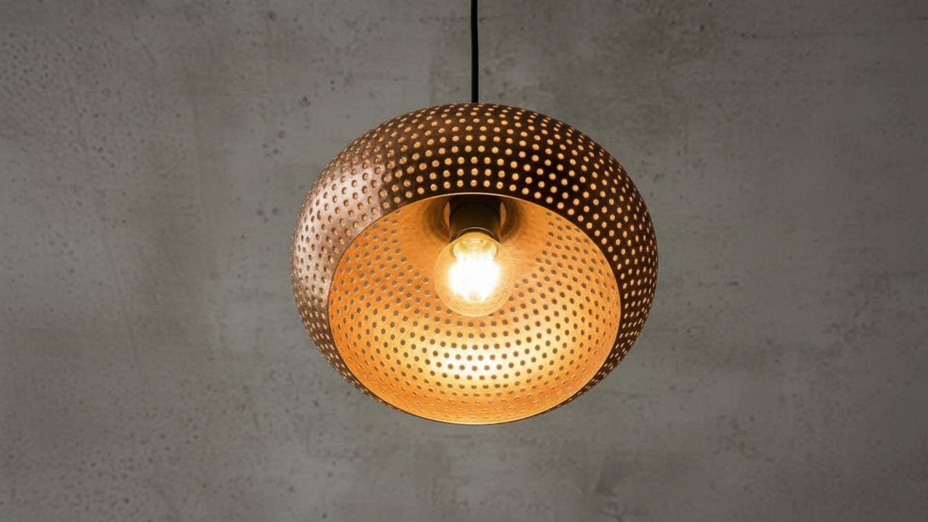 Handcrafted Dome Ceiling Fixture for Rustic Farmhouse Kitchen Island–Oxidized Copper Pendant – Moroccan Ceiling Dome Lighting – Dome Lamp