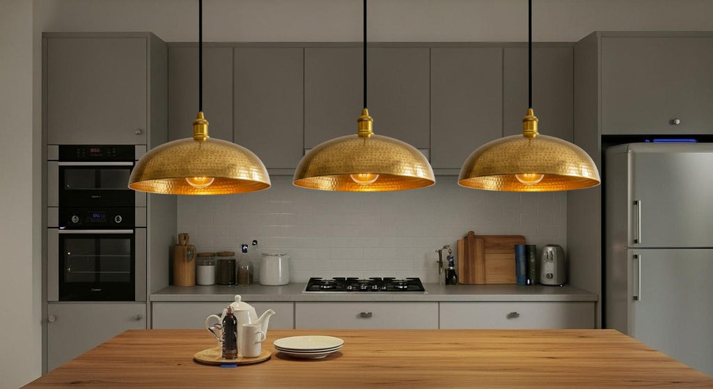 Hammered Copper Dome Pendant Light, Moroccan Style