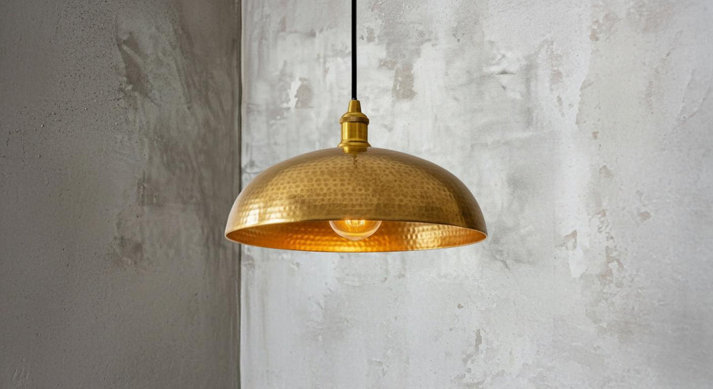 Hammered Copper Dome Pendant Light, Moroccan Style