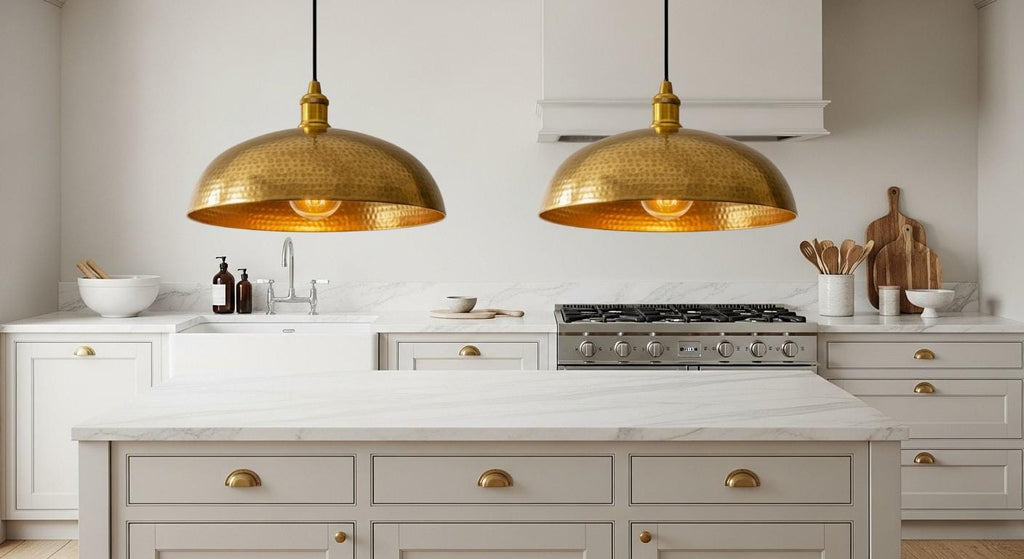 Hammered Copper Dome Pendant Light, Moroccan Style