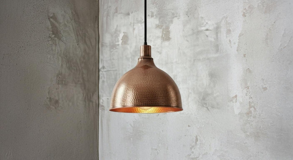 Hammerd Copper Pendant Light - Chandelier Dining Room - Handmade Brass Dome Pendant Light - Dome Ceiling Lamp for Kitchen Island