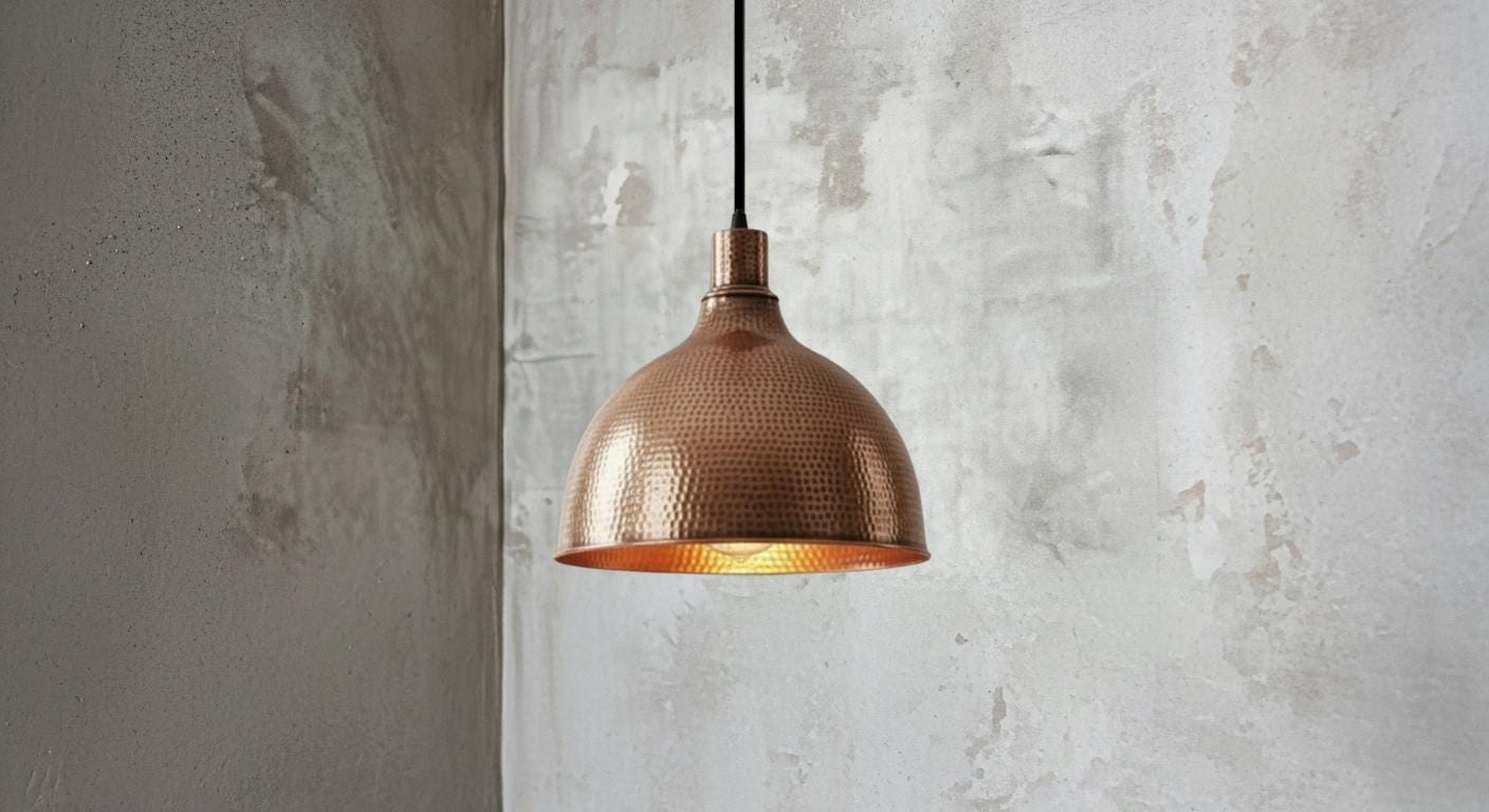 Hammerd Copper Pendant Light - Chandelier Dining Room - Handmade Brass Dome Pendant Light - Dome Ceiling Lamp for Kitchen Island