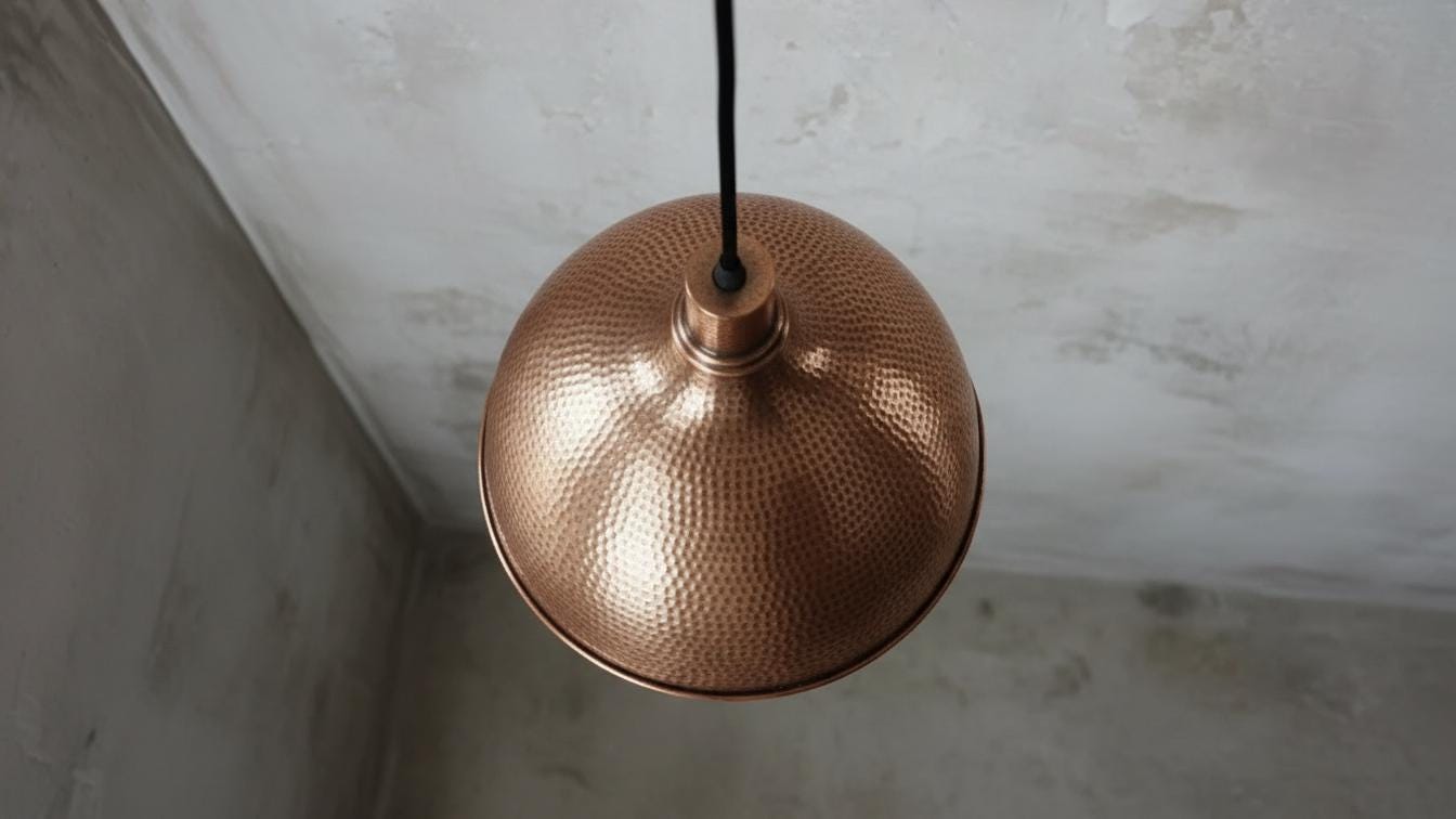 Hammerd Copper Pendant Light - Chandelier Dining Room - Handmade Brass Dome Pendant Light - Dome Ceiling Lamp for Kitchen Island