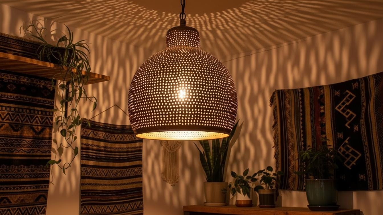 Moroccan Brass Pendant Light, Home Decor Lighting
