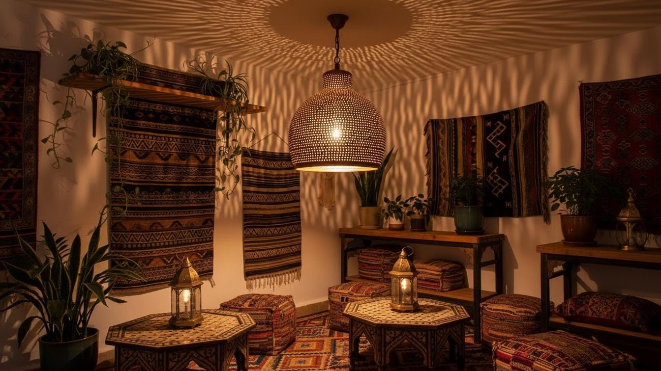 Moroccan Brass Pendant Light, Home Decor Lighting