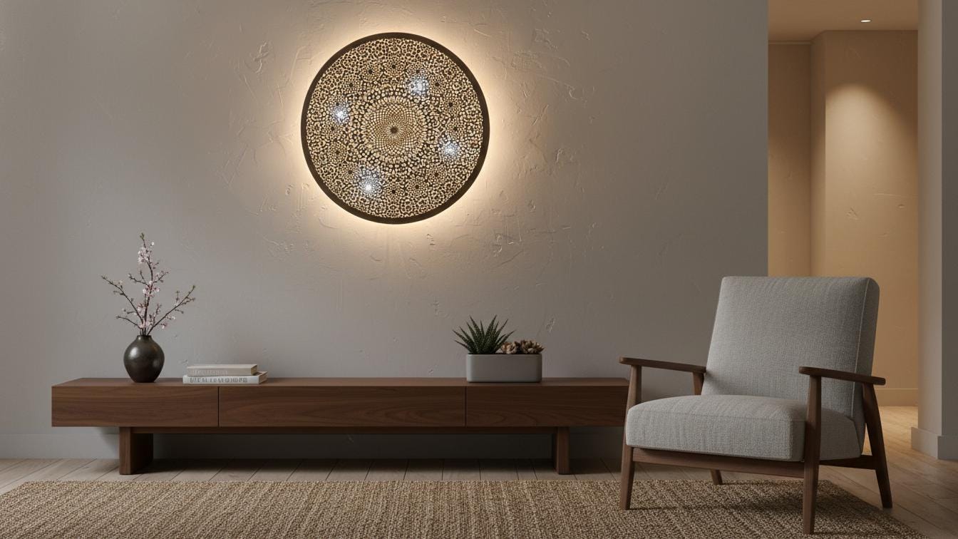 Handmade Moroccan Brass Wall Light, Geometric Sconce